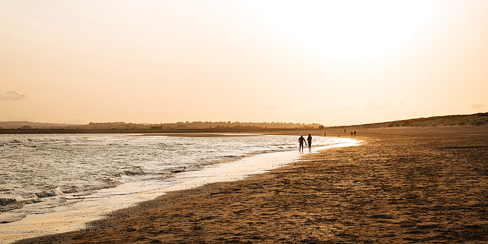 Camber Sands at sunset, East Sussex, England, United Kingdom, Europe