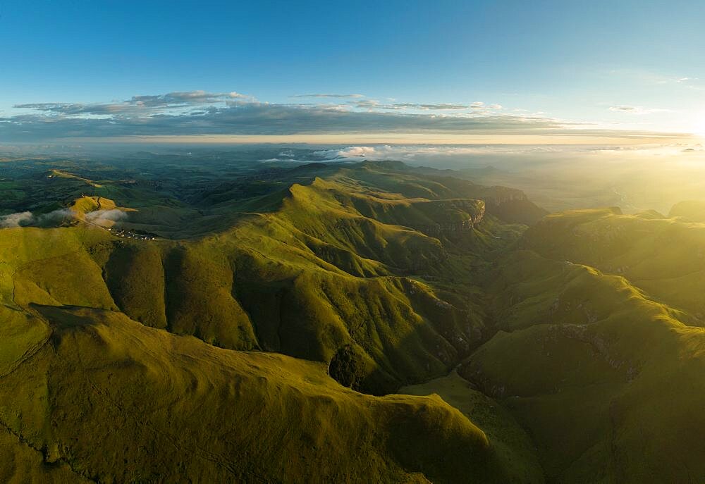 Dawn light in Drakensberg Mountains, Royal Natal National Park, KwaZulu-Natal Province, South Africa