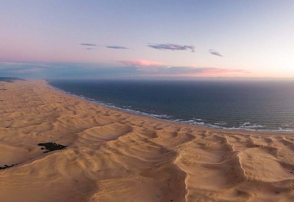 Aerial view of Sand Dunes at dusk, Addo Elephant National Park, Eastern Cape, South Africa