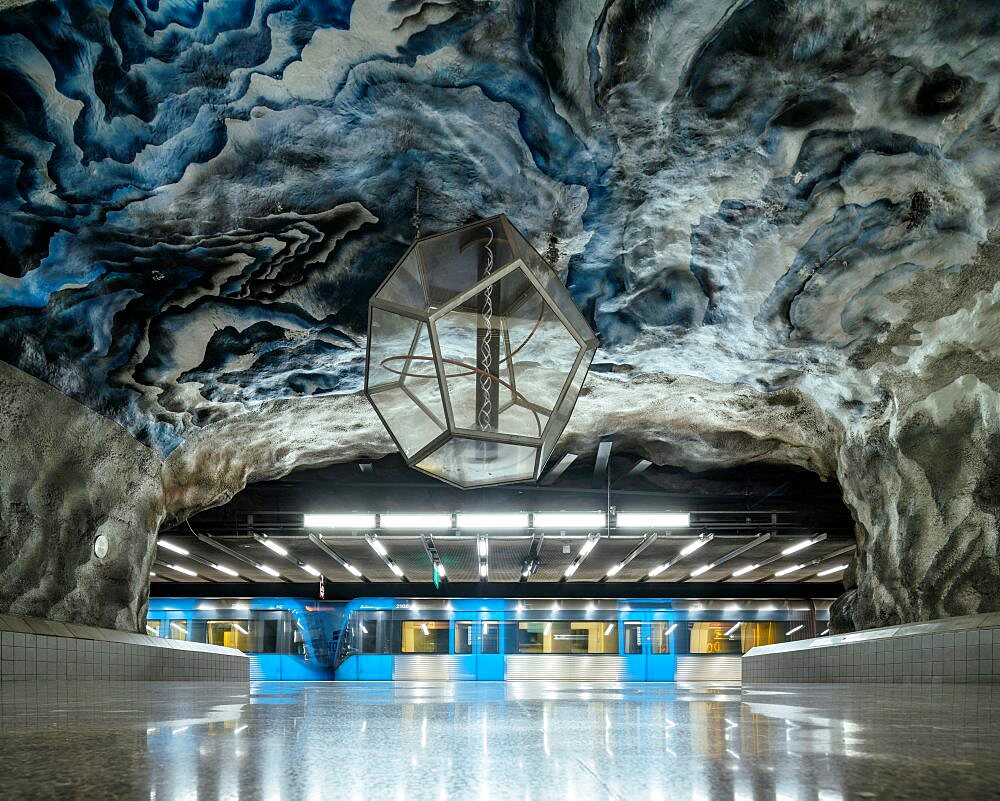 Interior of Tekniska Hv?gskolan Metro Station, Stockholm, Sv?dermanland and ???Uppland, Sweden