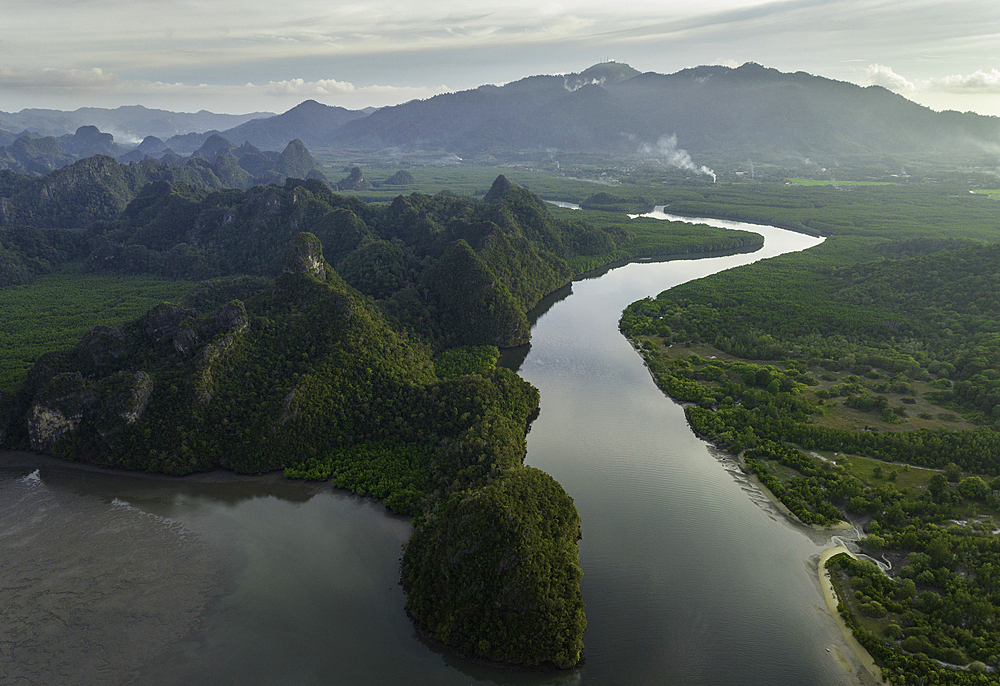 Aerial view of Pulau Langkawi, Kedah, Malaysia, Southeast Asia, Asia