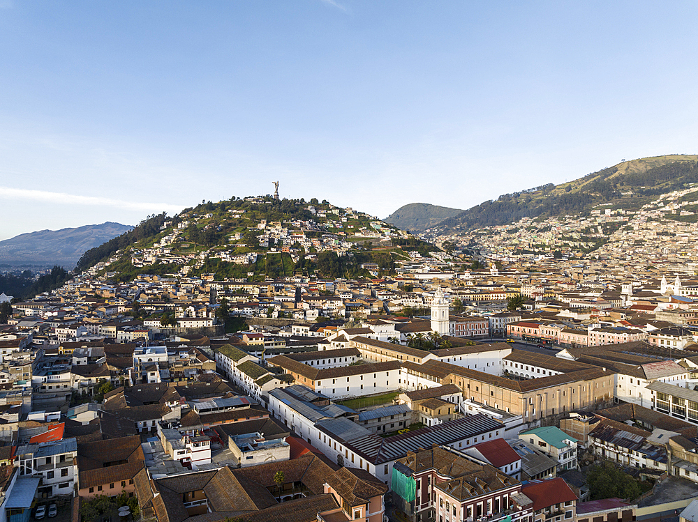 Aerial view of Quito, Pichincha, Ecuador, South America