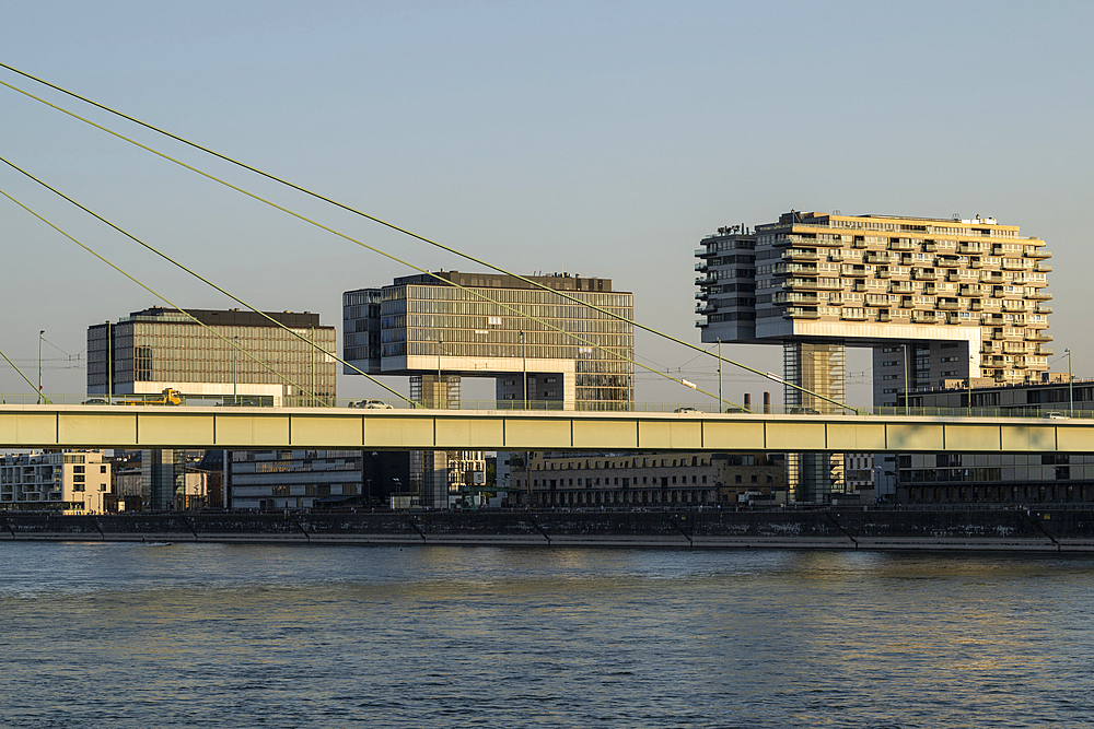 Crane Houses at Rheinau Harbour, Cologne, North Rhine-Westphalia, Germany, Europe