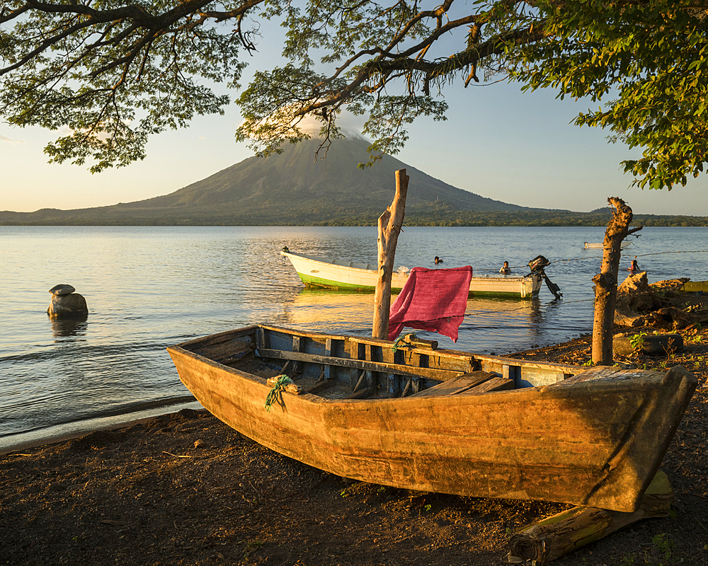 View of Concepcion Volcano at sunset, Ometepe Island, Rivas State, Nicaragua, Central America