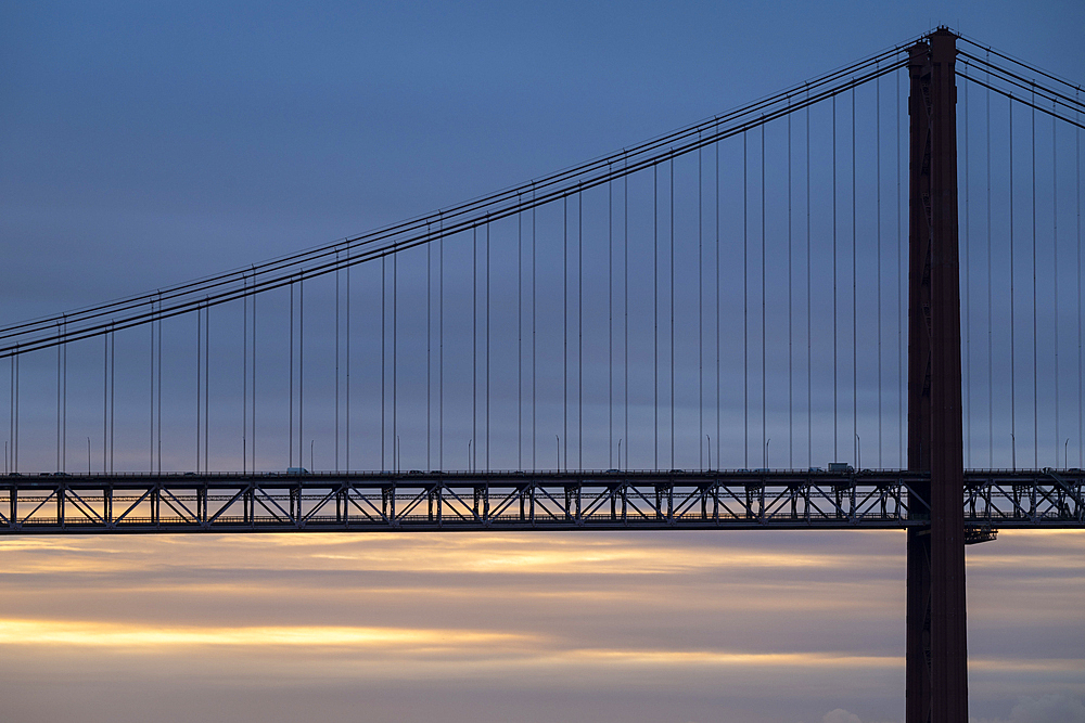 Ponte 25 de Abril Bridge over the Tagus River in Lisbon, Portugal, Europe