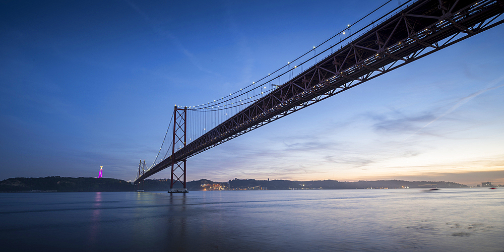 Ponte 25 de Abril Bridge over the Tagus River in Lisbon, Portugal, Europe