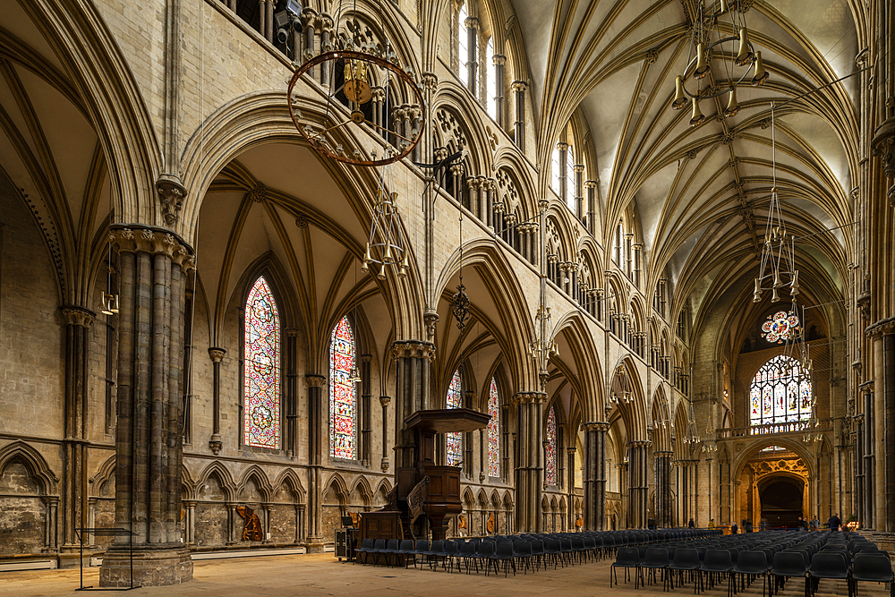 Interior of Lincoln Cathedral, Lincoln, Lincolnshire, England, United Kingdom, Europe