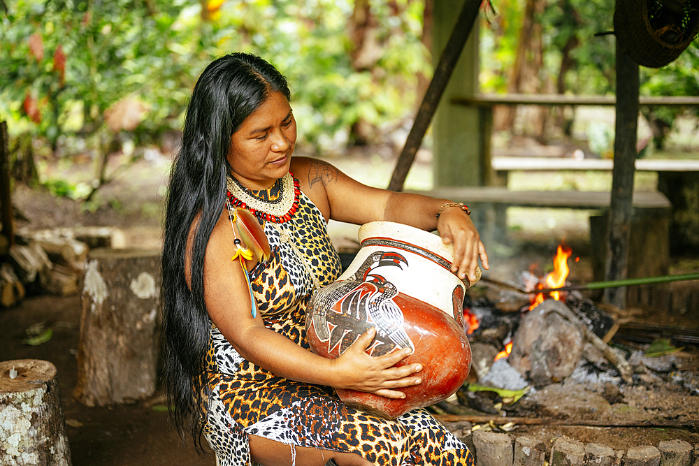 Portrait of Meliza Ande, Guayusa Upina Ceremony, Sinchi Warmi, Amazonia, Napo Province, Ecuador