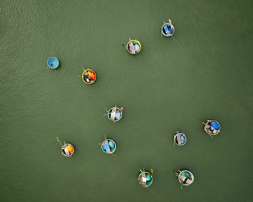 Aerial view of fishing boats, Mũi Né, Bình Thuận Province, Vietnam