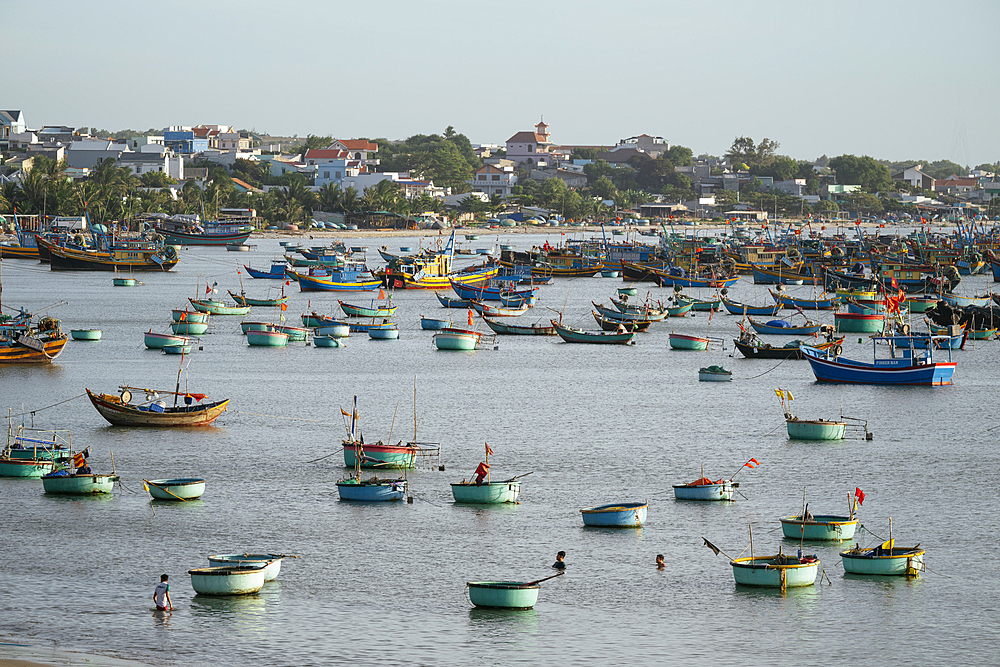 Fishing boats in bay, Mũi Né, Bình Thuận Province, Vietnam