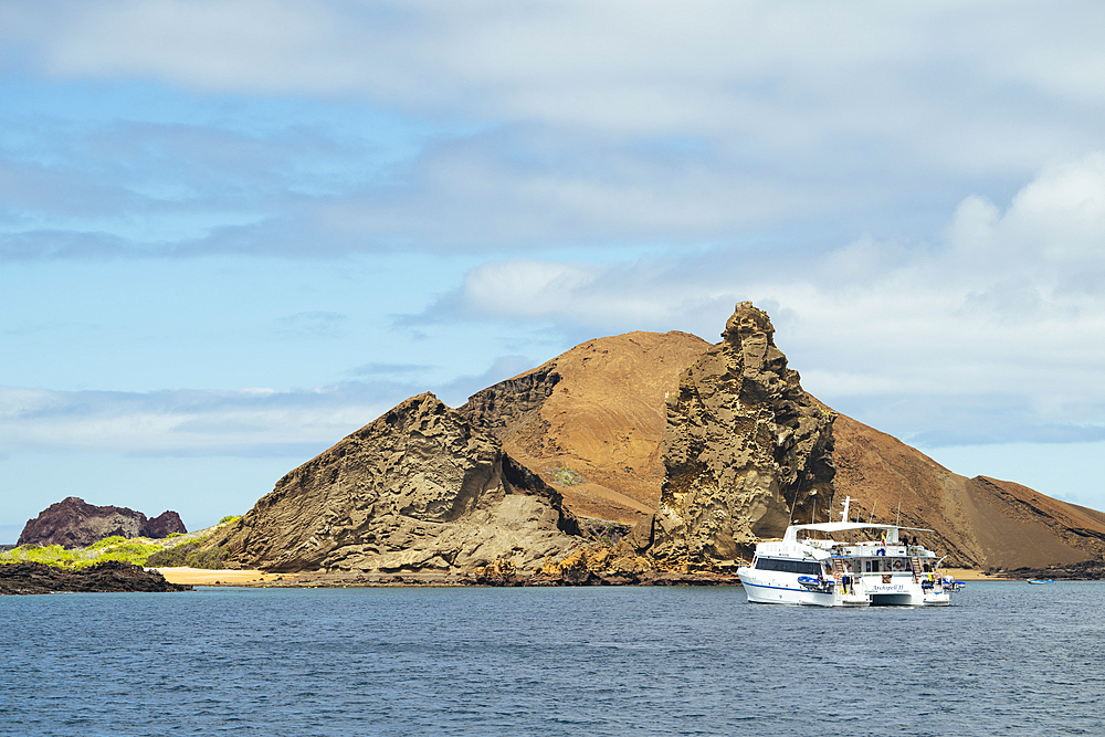 Boat approaching Isla Bartholomé, Galapagos Islands, Ecuador
