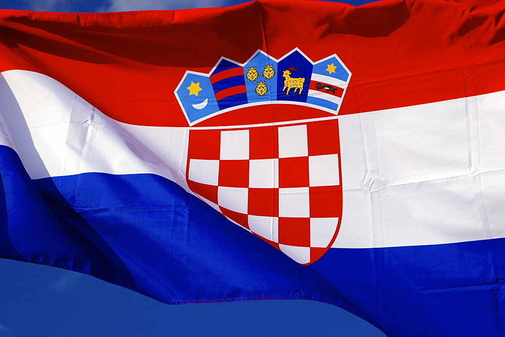 Close-up of the flag of Croatia, Europe