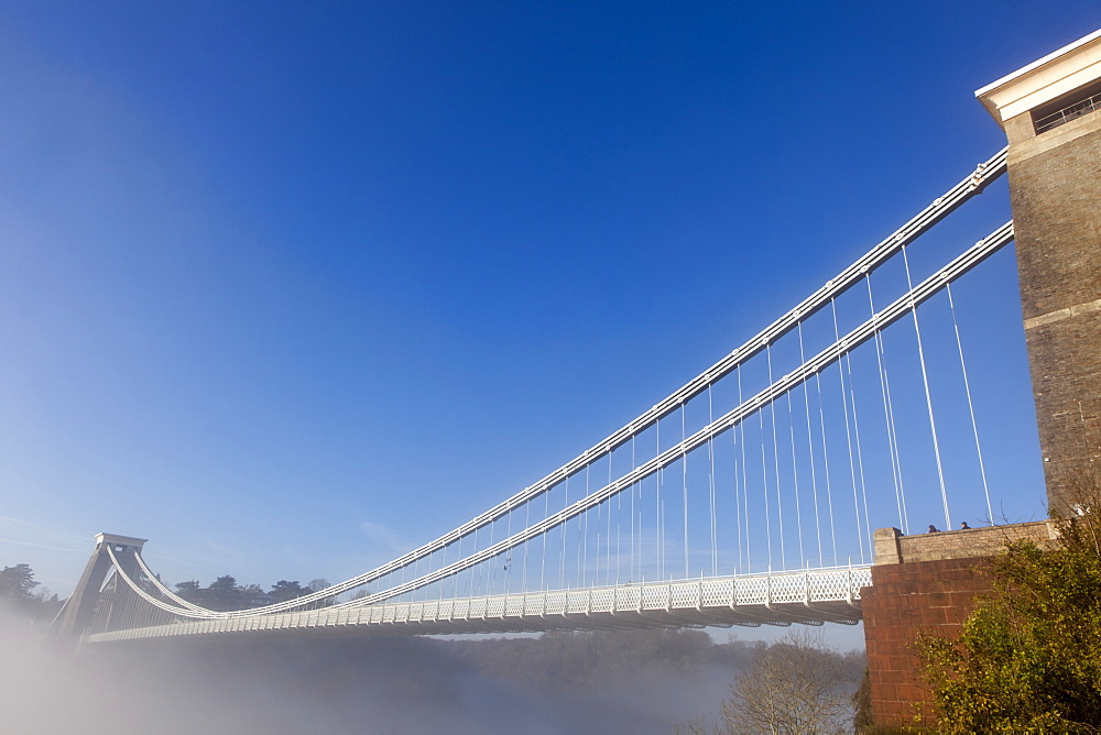 Clifton Suspension Bridge on a misty morning, Bristol, England, United Kingdom, Europe