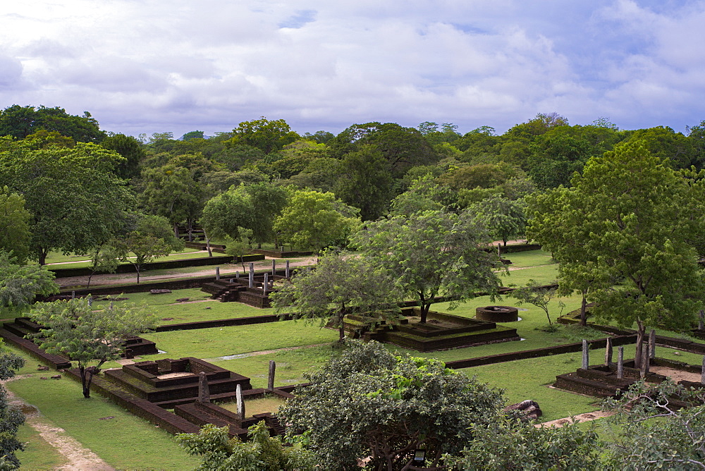 High view looking over Polonnaruwa, UNESCO World Heritage Site, Sri Lanka, Asia