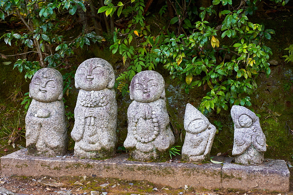 Traditional stone Jizo Bosatsu statues in Arashiyama, Kyoto, Japan, Asia