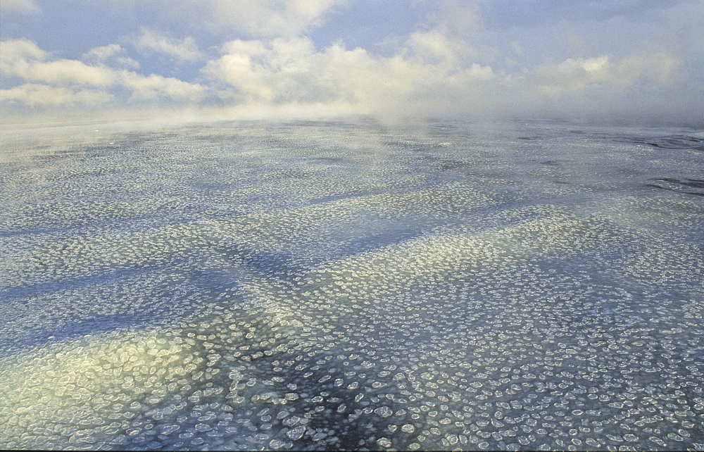 Grease ice and small pancake ice. Nearby Ross Island, Ross Sea, Antarctica.