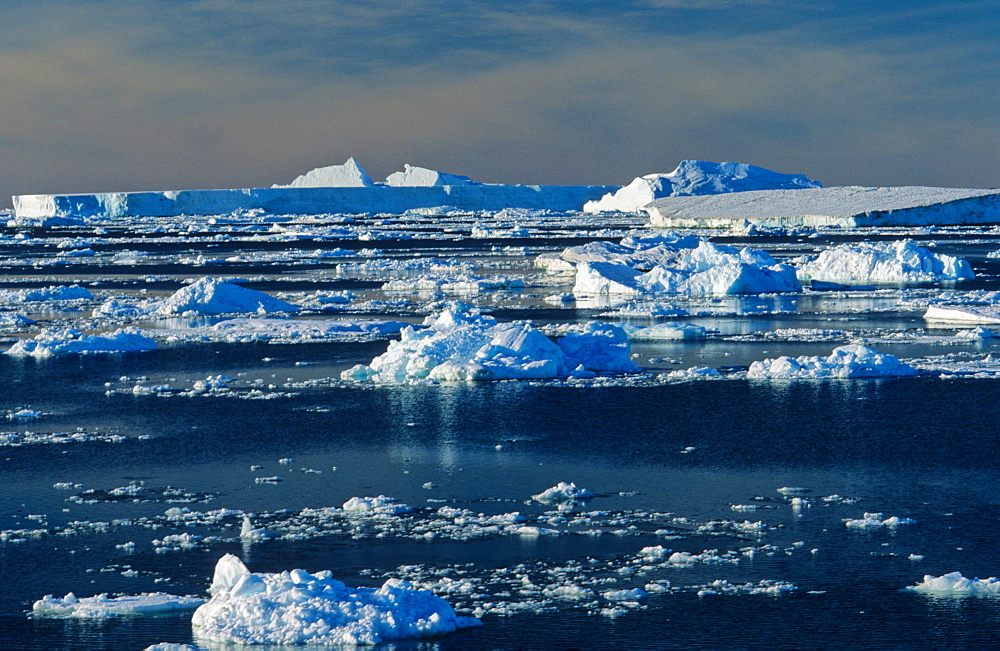 Iceberg formations while traveling in the Weddell Sea. Devil Island, Weddell Sea, Antarctica