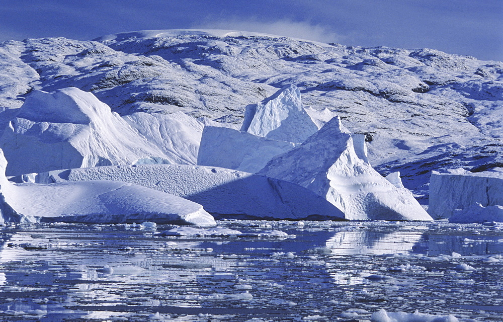 RØdefjord with its numerous icebergs. Scoresbysund, East Greenland