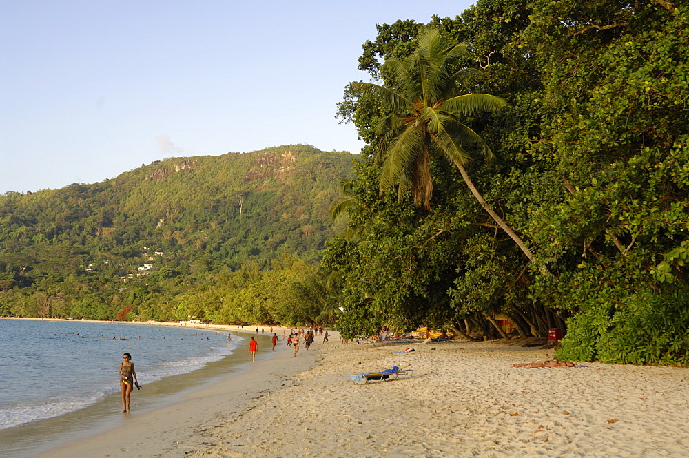 People on Beau Vallon beach, Mahe, Seychelles, Indian Ocean