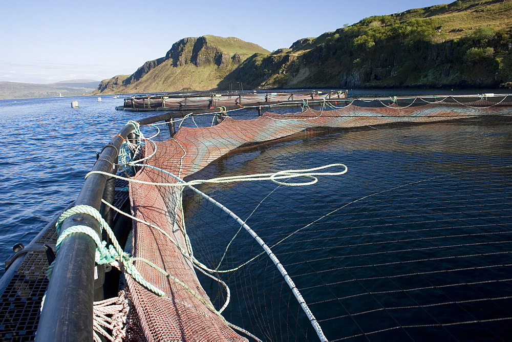 Salmon fish farm.  Hebrides, Scotland.