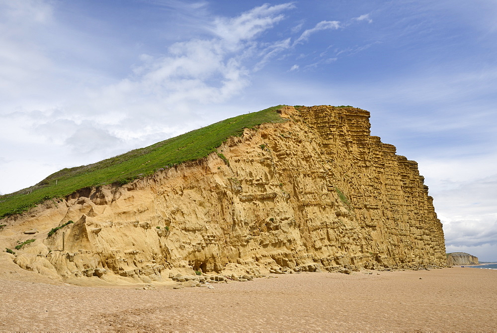 Sandstone cliffs at West Bay, Jurassic Coast, UNESCO World Heritage Site, Bridport, Dorset, England, United Kingdom, Europe