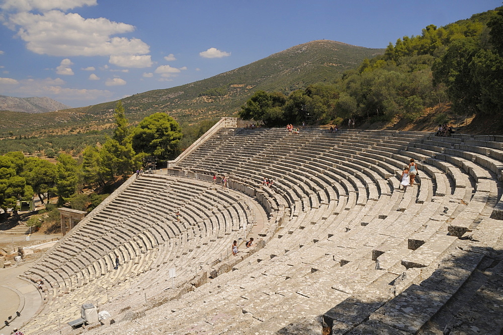 Ancient theatre of Epidaurus (Epidavros), Argolis, Peloponnese, Greece, Europe