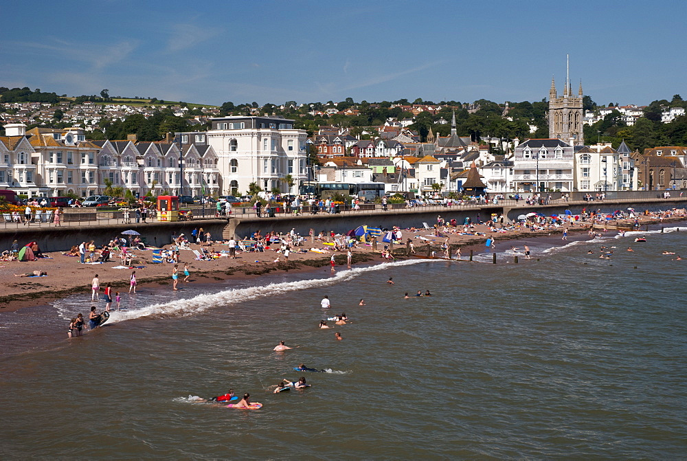 Teignmouth foreshore in summer, Teignmouth, England, UK