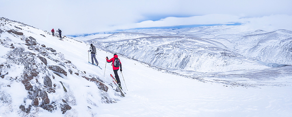 Ski touring at CairnGorm Mountain Ski Resort, Aviemore, Cairngorms National Park, Scotland, United Kingdom, Europe