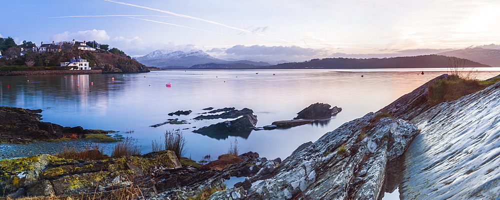 Borth Y Gest Beach at sunrise, Snowdonia National Park, Gwynedd, North Wales, Wales, United Kingdom, Europe