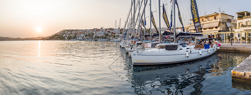 Sailing boats at sunset, Ermioni, Peloponnese, Greece, Europe