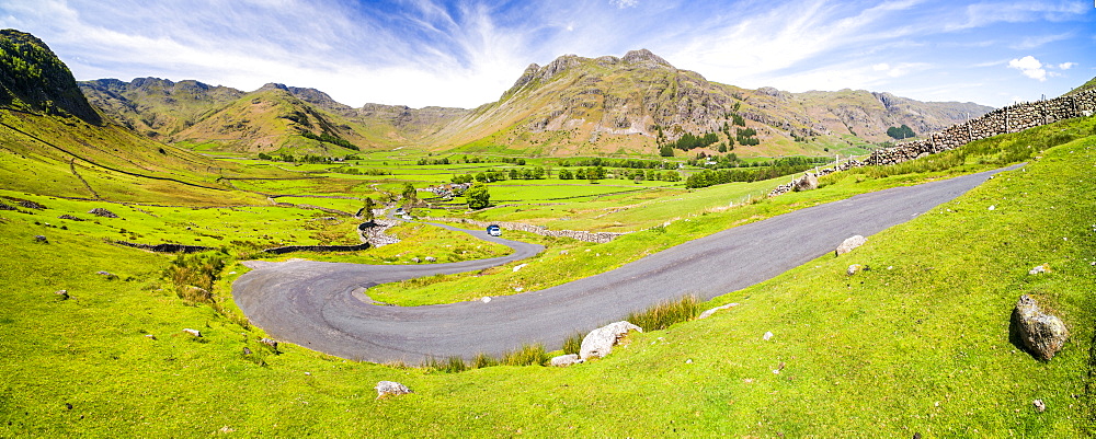 Winding road in the Lake District, Cumbria, England, United Kingdom, Europe