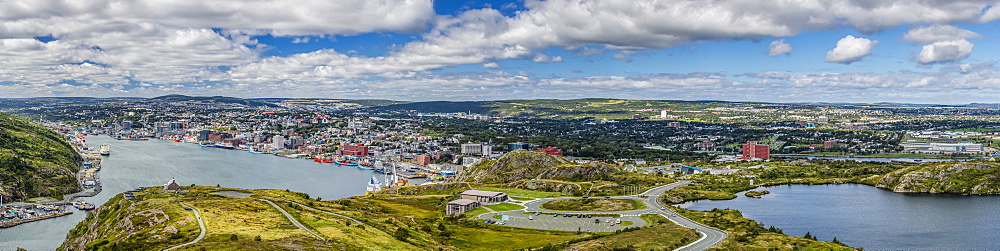 Panoramic view of St. Johns Harbour and downtown area, St. John's, Newfoundland, Canada, North America