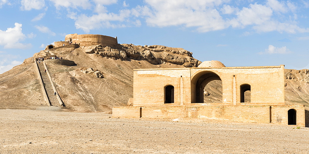 Ruins of ritual buildings near Dakhmeh Zoroastrian Tower of Silence, Yazd, Iran, Middle East