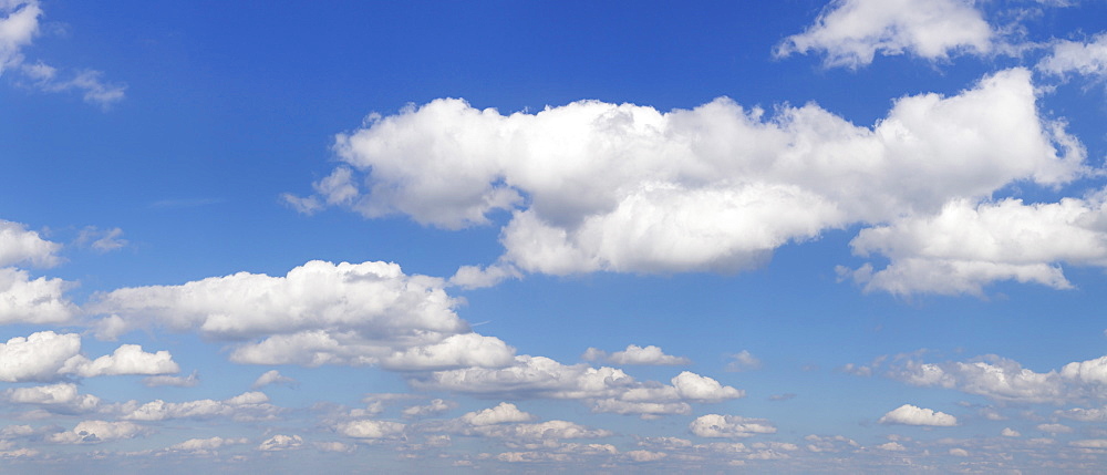 Cumulus clouds, blue sky, summer, Germany, Europe