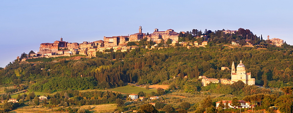 San Biagio church and Montepulciano, Siena Province, Tuscany, Italy, Europe