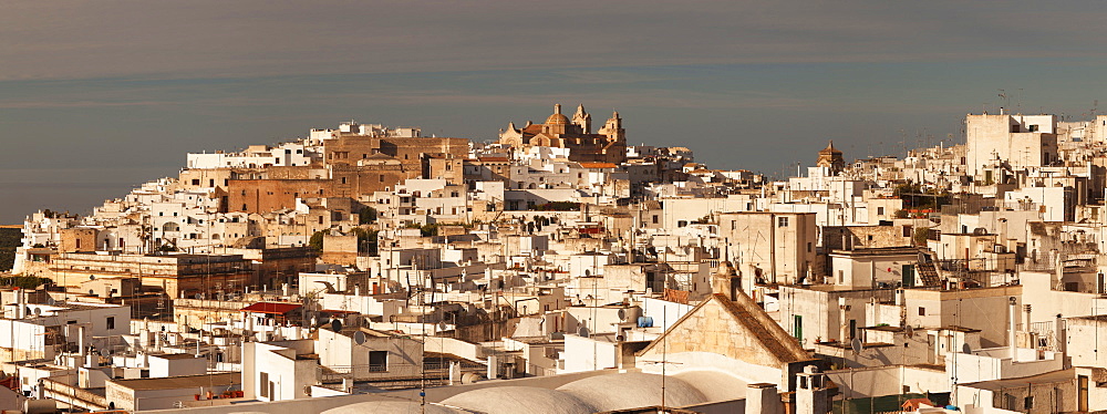 View of Ostuni and cathedral, Valle d'Itria, Bari district, Puglia, Italy, Europe