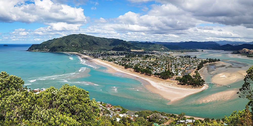 View from Mount Paku to Tairua, Coromandel Peninsula, Waikato, North Island, New Zealand, Pacific