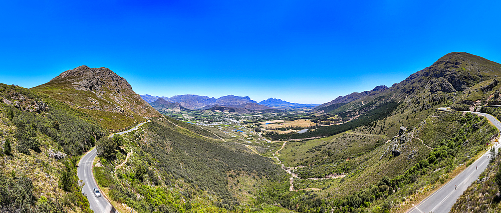 Panorama of Franschhoek, wine area, Western Cape Province, South Africa, Africa