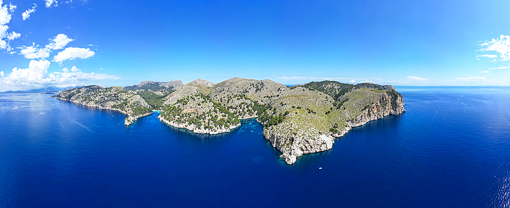 Aerial of the Formentor Peninsula, Mallorca, Balearic islands, Spain, Mediterranean, Europe