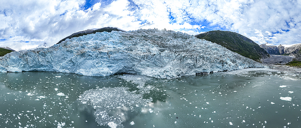 Aerial of Pia glacier, Tierra del Fuego, Chile, South America