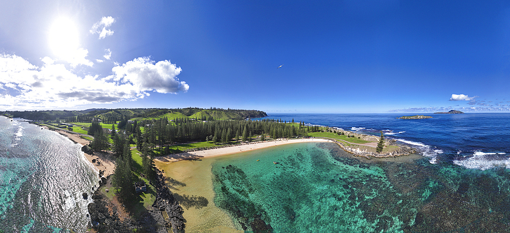 Panoramic aerial of Norfolk Island, Australia, Pacific