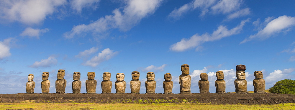 Moai heads of Easter Island, Rapa Nui National Park, UNESCO World Heritage Site, Easter Island, Chile, South America