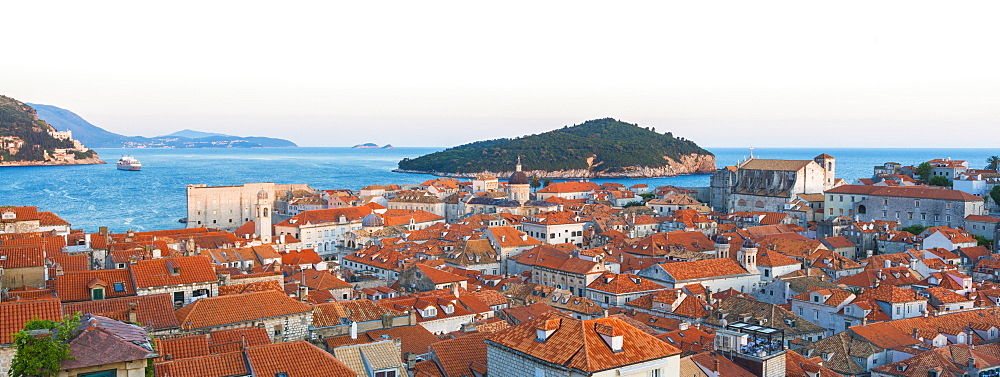 View of Dubrovnik from the city walls, UNESCO World Heritage Site, Dubrovnik, Croatia, Europe