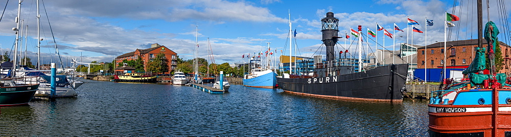 Panoramic of Port of Hull, Yorkshire, England, United Kingdom, Europe