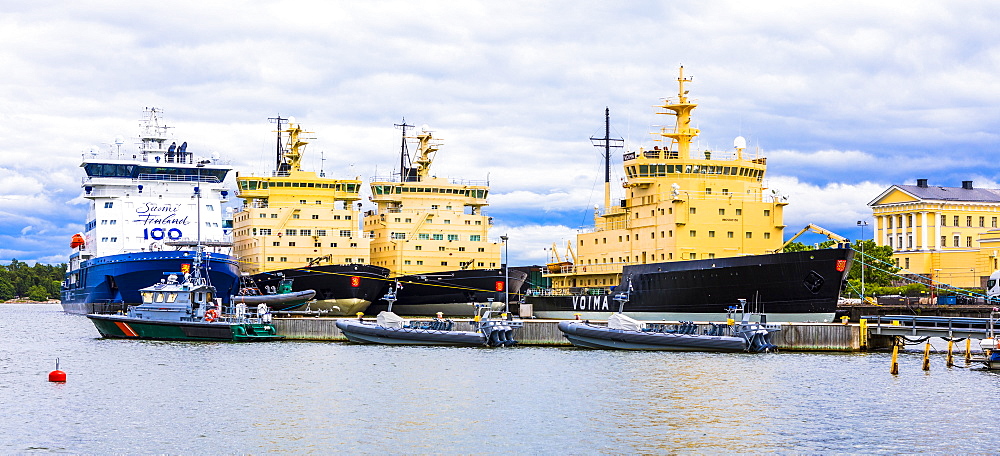 Moored ice breakers in Helsinki, Finland, Europe