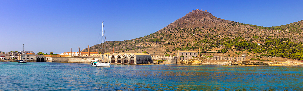 The Tonnata (old tuna factory), Santa Caterina Fortress, Favignana, Aegadian Islands, Sicily, Italy, Mediterranean, Europe