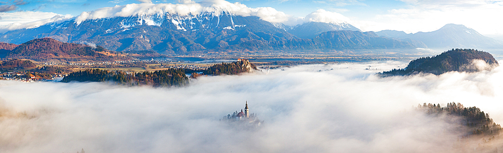 Misty day, Lake Bled, Slovenia, Europe