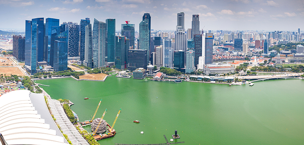 Birds eye view of Singapore City skyline, Singapore, Southeast Asia, Asia