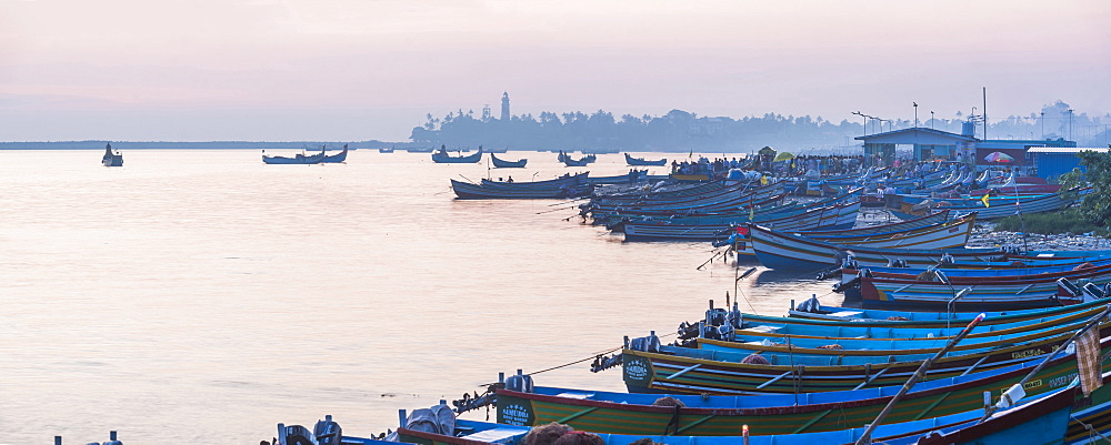 Fishing port near Varkala, Kerala, India, Asia