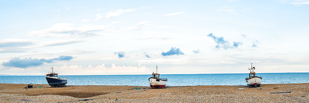 Fishing boat on Dungeness Beach, Kent, England, United Kingdom, Europe